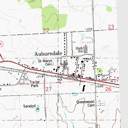 Topographic Map of Auburndale Elementary School, WI