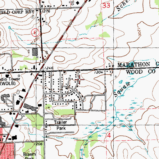 Topographic Map of Benedict Park, WI
