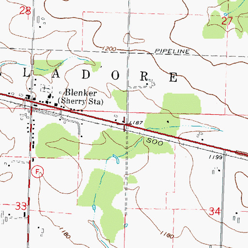 Topographic Map of Blenker School (historical), WI