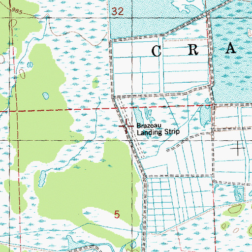 Topographic Map of Brazeau Landing Strip (historical), WI