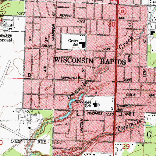 Topographic Map of Calvary Baptist Church, WI