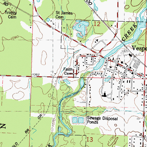 Topographic Map of Faith Reformed Church Cemetery, WI