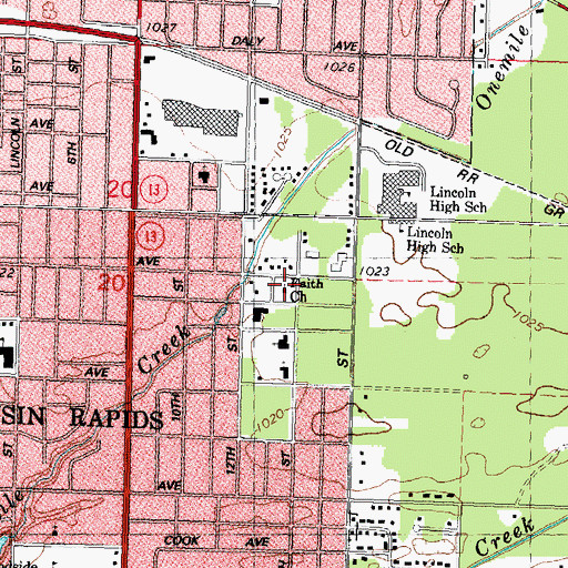 Topographic Map of Fiath Church, WI