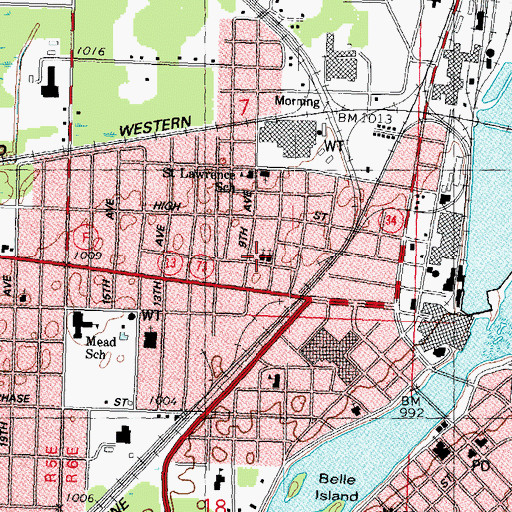 Topographic Map of First Baptist Church, WI