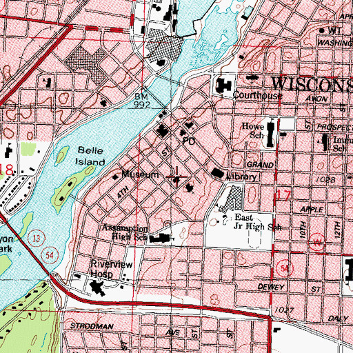 Topographic Map of First English Lutheran Church, WI