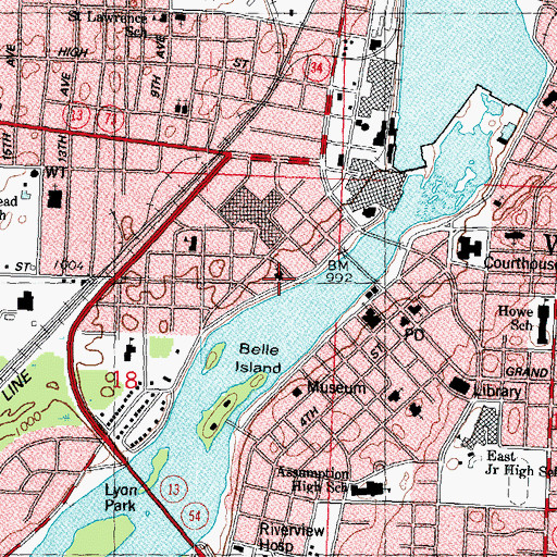 Topographic Map of First Moravian Church, WI