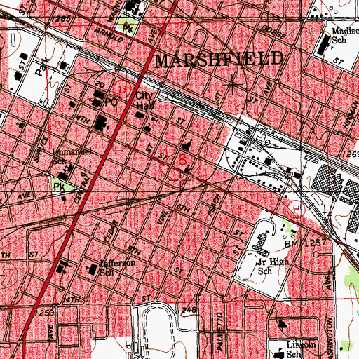 Topographic Map of Fourth Ward Public School (historical), WI