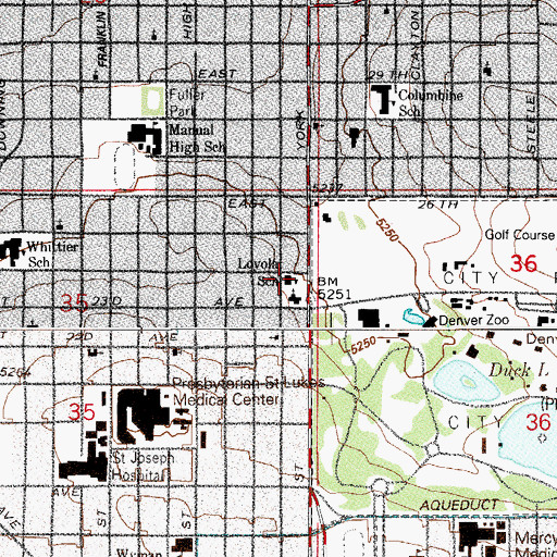 Topographic Map of Saint Elizabeth's School, CO