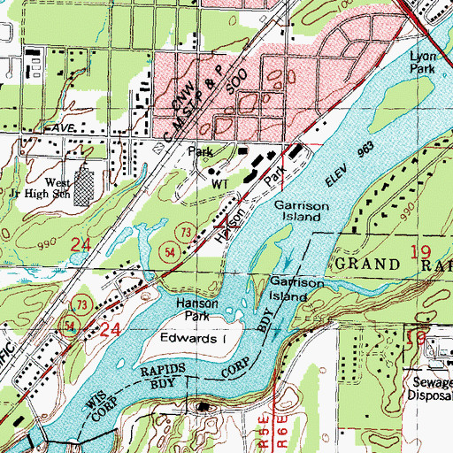 Topographic Map of Hanson Park, WI