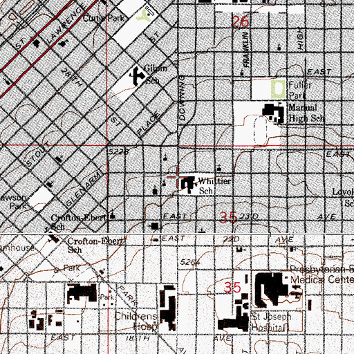 Topographic Map of Whittier School, CO