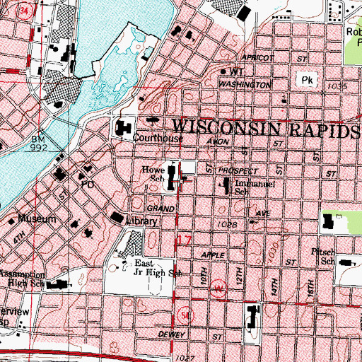 Topographic Map of Immanuel Evangelical Lutheran Church, WI