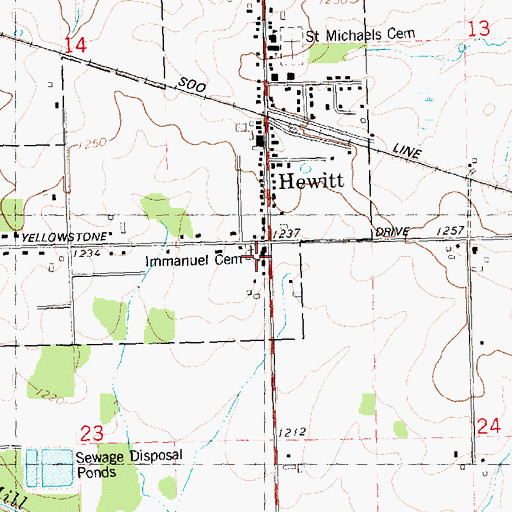 Topographic Map of Immanuel Lutheran Church, WI