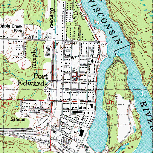 Topographic Map of Port Edwards High School, WI