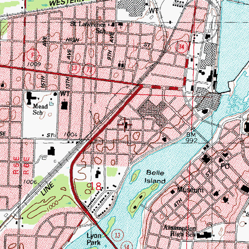 Topographic Map of Lowell Public School (historical), WI