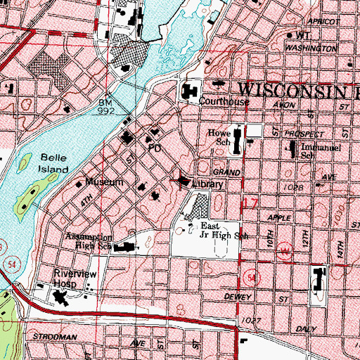 Topographic Map of McMillian Memorial Library, WI