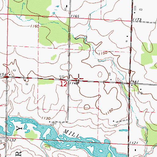 Topographic Map of Mill Creek School (historical), WI