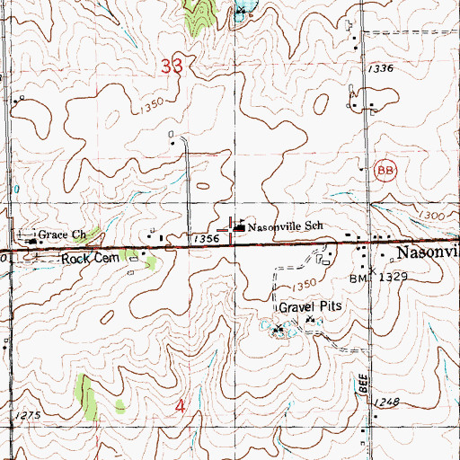 Topographic Map of Nasonville Elementary School, WI