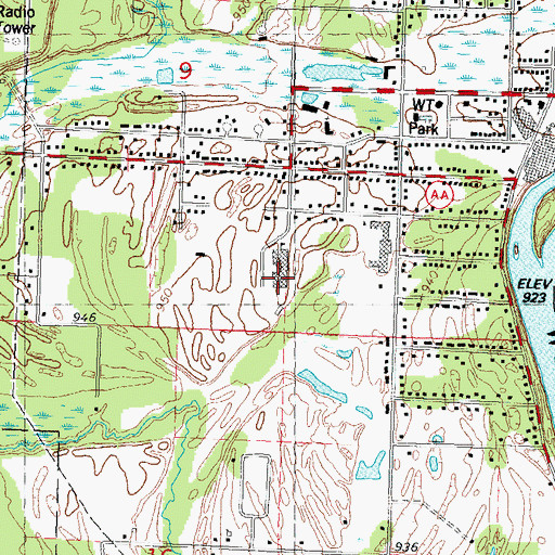 Topographic Map of Nekoosa High School, WI