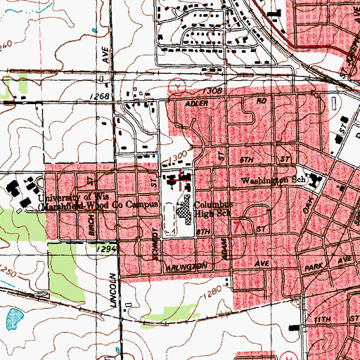 Topographic Map of Our Lady of Peace Intermediate School, WI