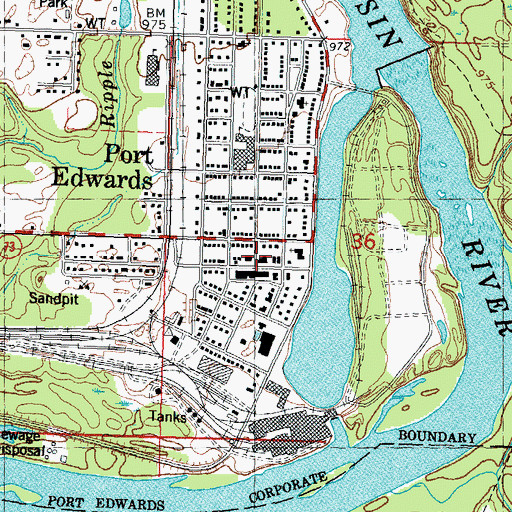 Topographic Map of Port Edwards Post Office, WI
