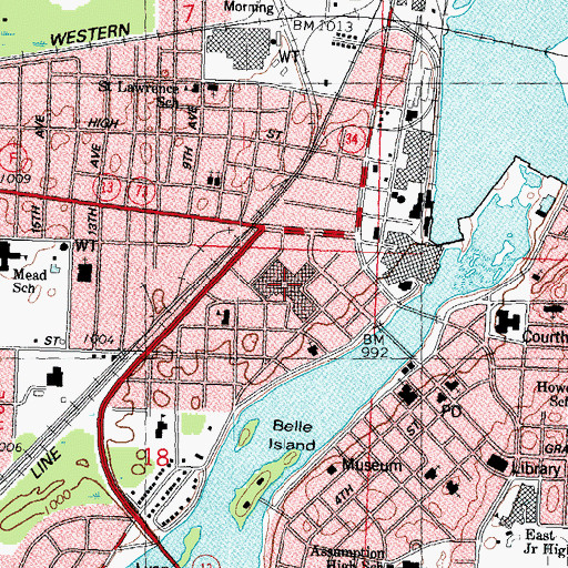 Topographic Map of Rapids Mall Shopping Center, WI