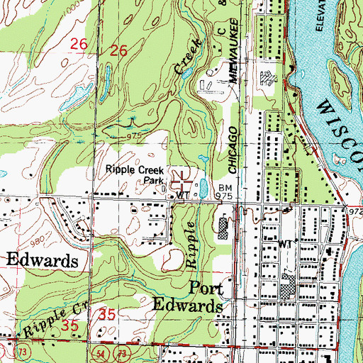 Topographic Map of Ripple Creek Park, WI