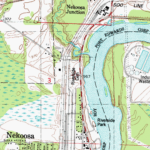 Topographic Map of Riverside Cemetery, WI