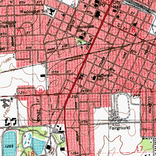 Topographic Map of Sacred Heart Grade School, WI