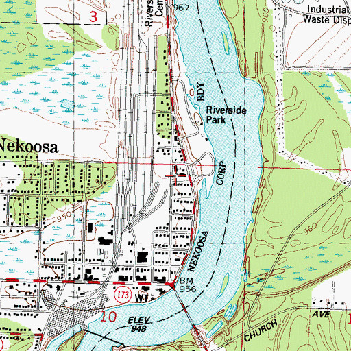 Topographic Map of Sacred Heart School, WI
