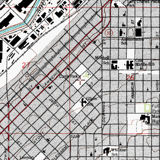 Topographic Map of Curtis Park, CO