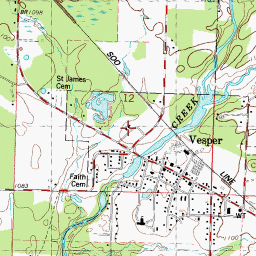 Topographic Map of Saint James Catholic Church, WI