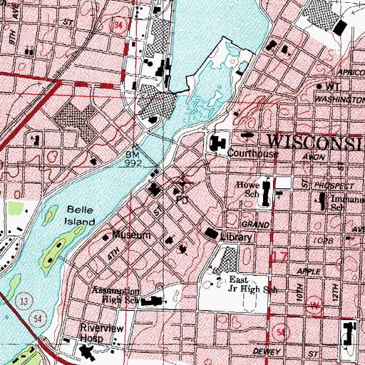 Topographic Map of Saint John the Evangelist Church, WI