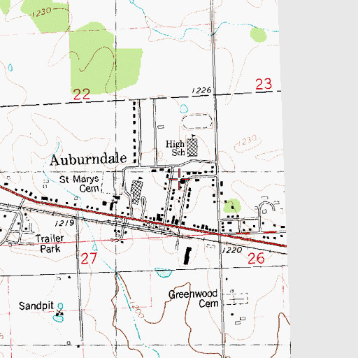 Topographic Map of Saint Johns Lutheran Church, WI