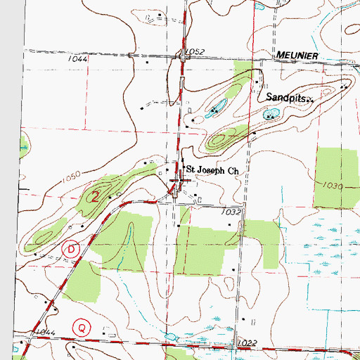 Topographic Map of Saint Joseph Church, WI