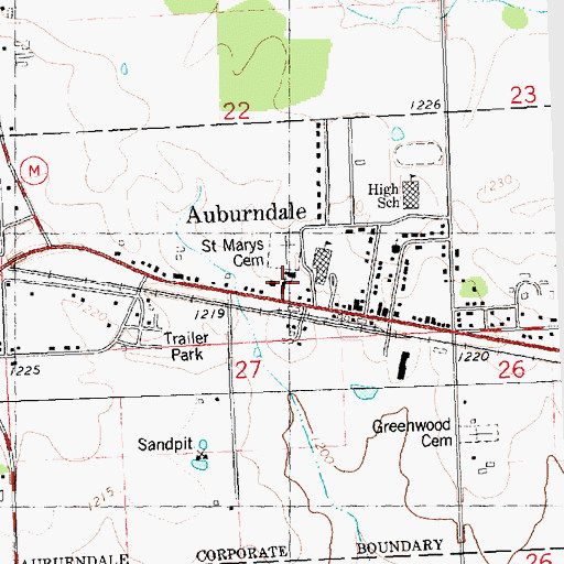 Topographic Map of Saint Mary Grade School, WI