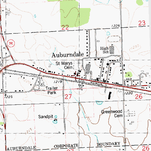 Topographic Map of Saint Marys Catholic Church, WI