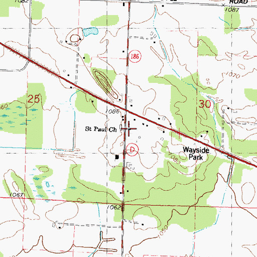 Topographic Map of Saint Paul Church, WI