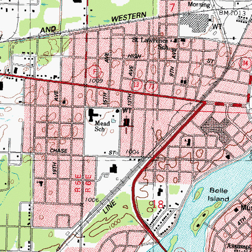 Topographic Map of Saint Paul's Lutheran School, WI