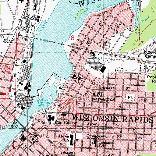Topographic Map of Saints Peter and Paul Grade School, WI