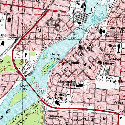 Topographic Map of South Wood County Historical Society Museum, WI