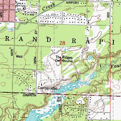 Topographic Map of The Ridges Golf Course, WI