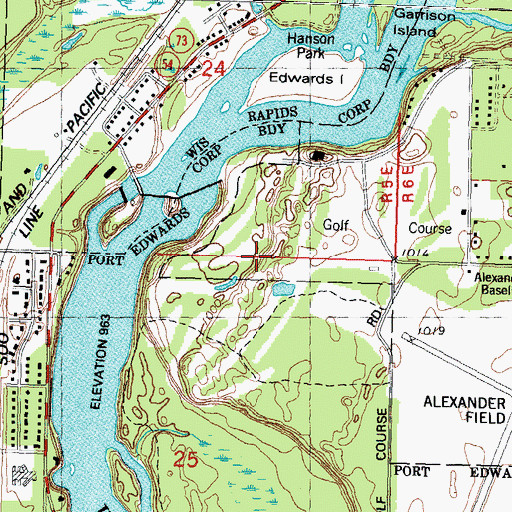 Topographic Map of Tri-City Golf Course, WI