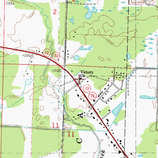 Topographic Map of Victory Christian Outreach Center, WI