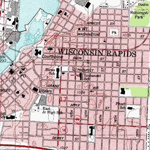 Topographic Map of Wesleyan Methodist Church (historical), WI