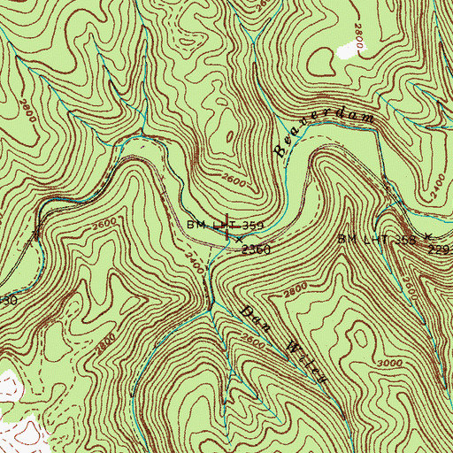 Topographic Map of Sugarcamp Branch, TN