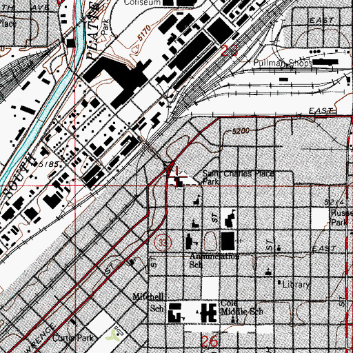 Topographic Map of Saint Charles Place Park, CO
