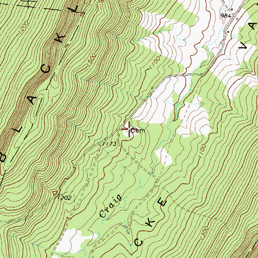 Topographic Map of Locke Cemetery, PA
