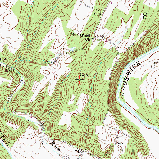 Topographic Map of Wible Cemetery, PA