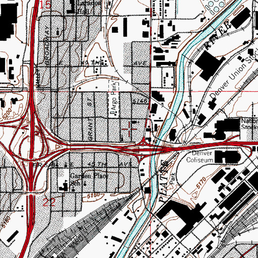 Topographic Map of Holy Rosary School (historical), CO