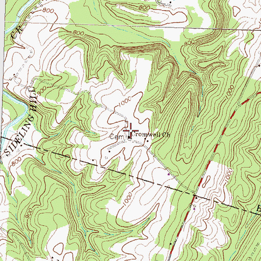 Topographic Map of Cromwell Church Cemetery, PA